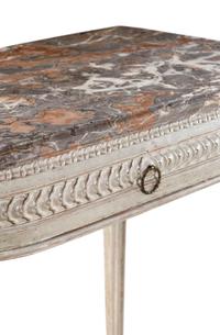 A Pair of Louis XVI Carved and Painted Marble-Top Pier Tables