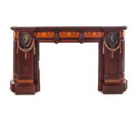 A Herter Brothers Parcel Ebonized and Rosewood Inlaid Walnut Chimneypiece