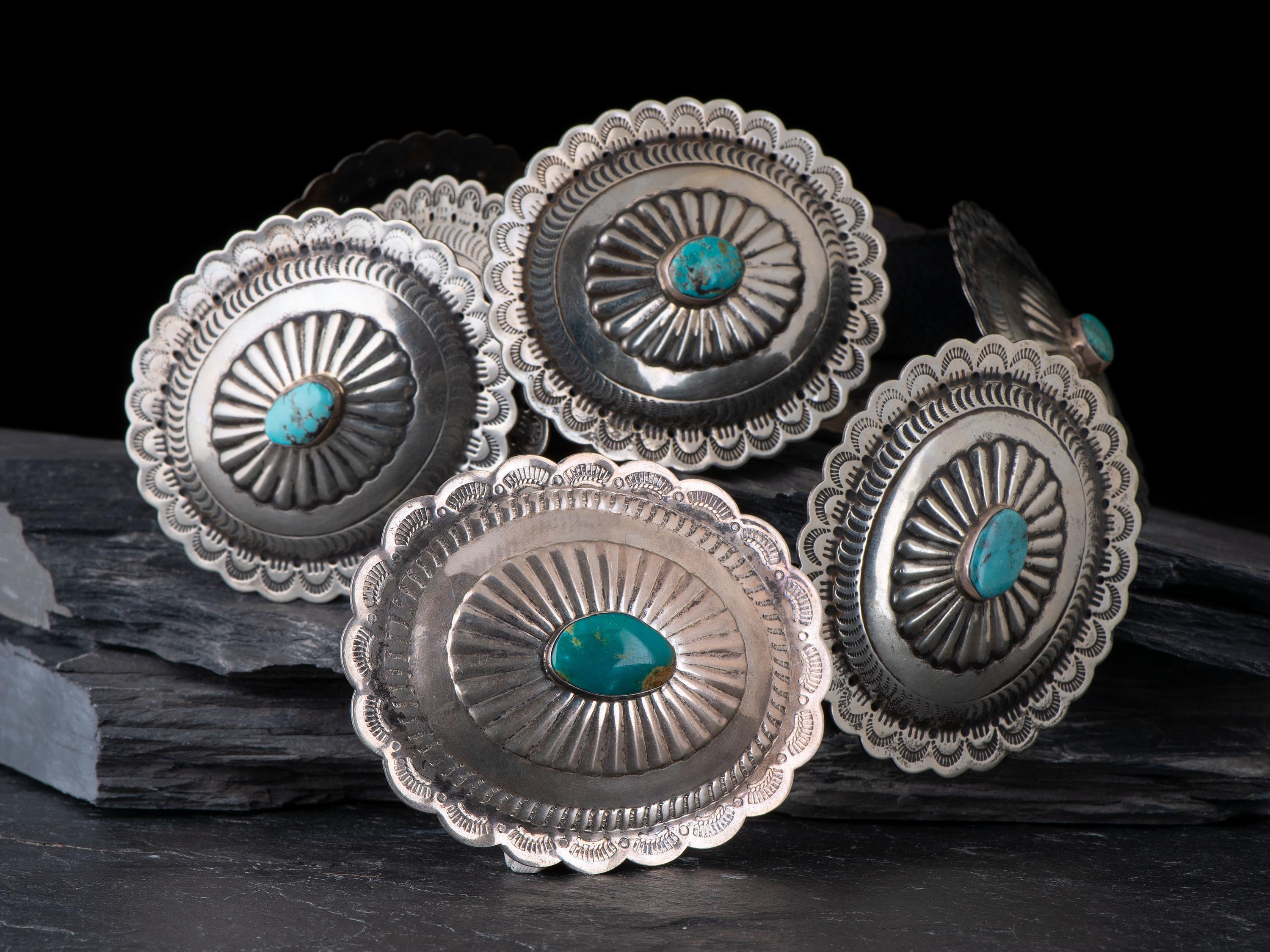 Navajo Silver and Turquoise Concha Belt