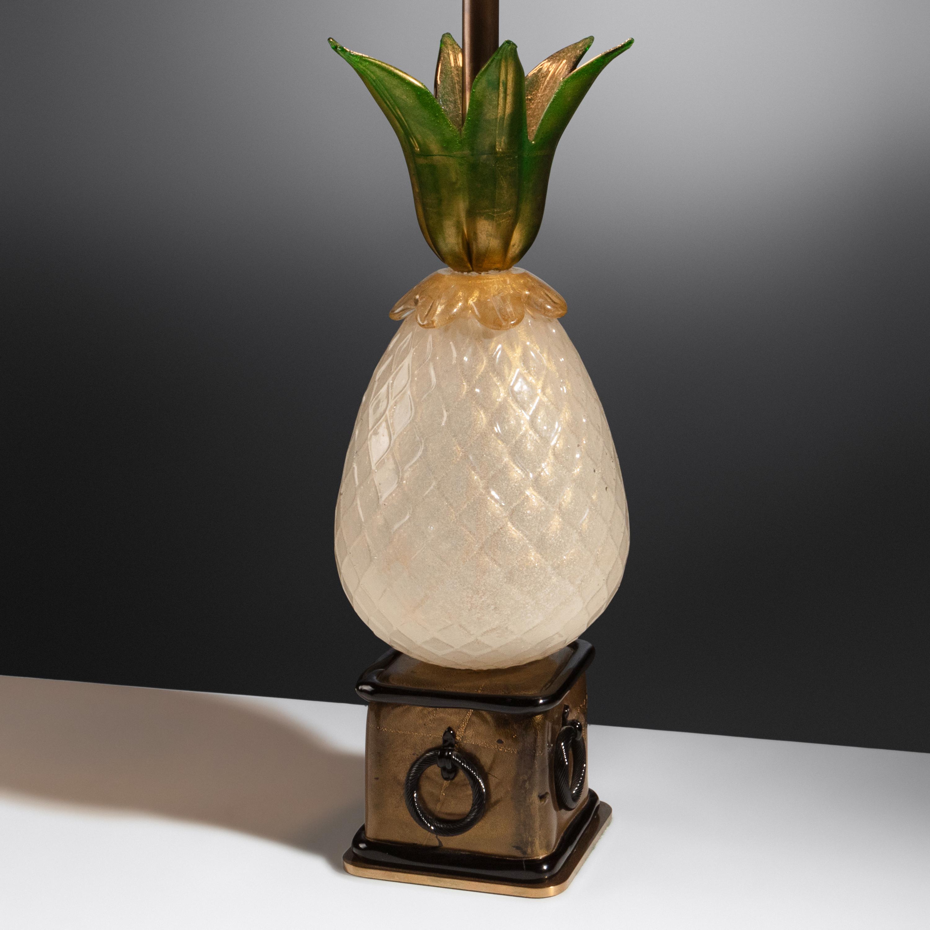 Pair of Pineapple-Form Murano Glass Table Lamps Italy