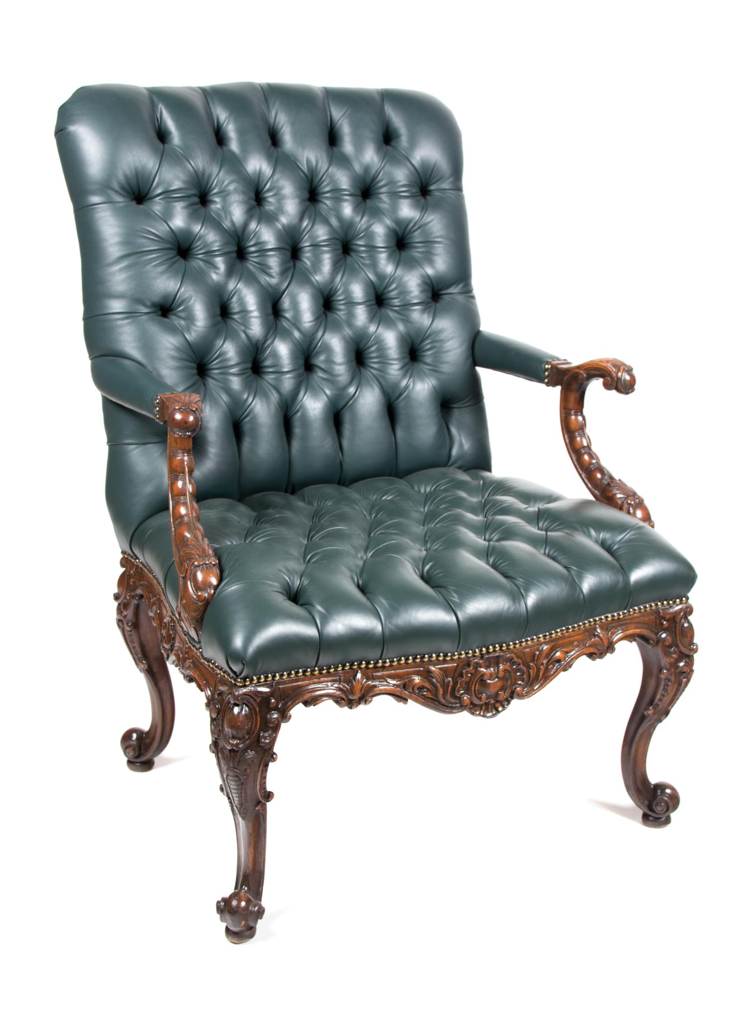 A George I Style Mahogany Library Chair Height 43 inches. — 19TH CENTURY