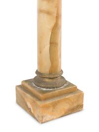A Neoclassical Style Gilt Metal Mounted Onyx Column Form Pedestal