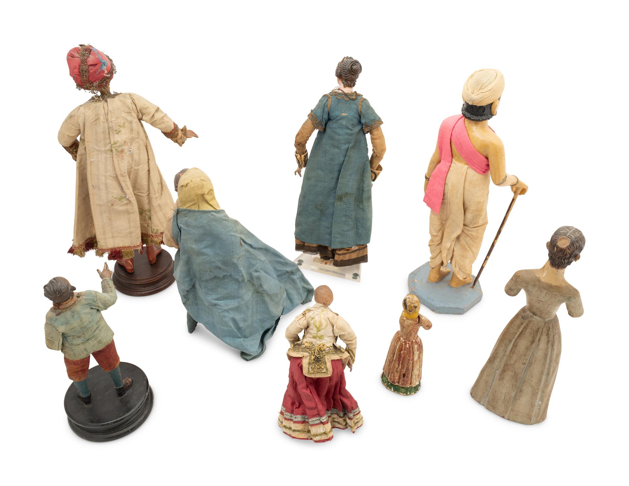 A Group of Eight Crèche and Saint Figures
