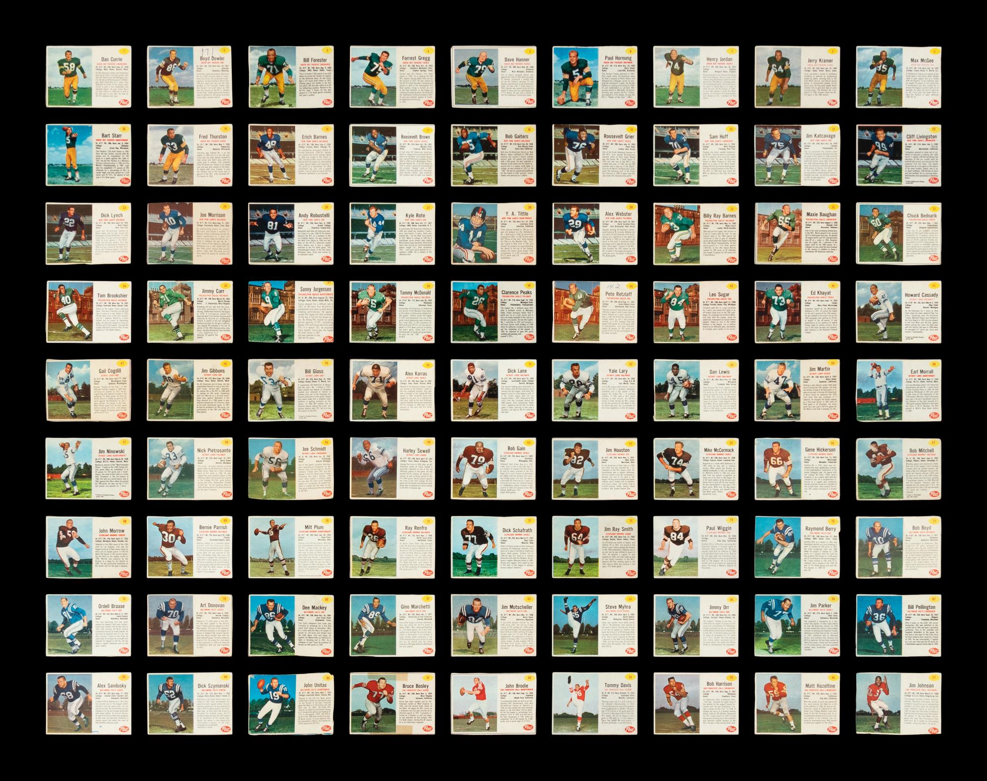 A Near Set of 1962 Post Cereal Football Cards (172/200)