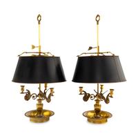 A Pair of Empire Style Brass Bouillotte Lamps