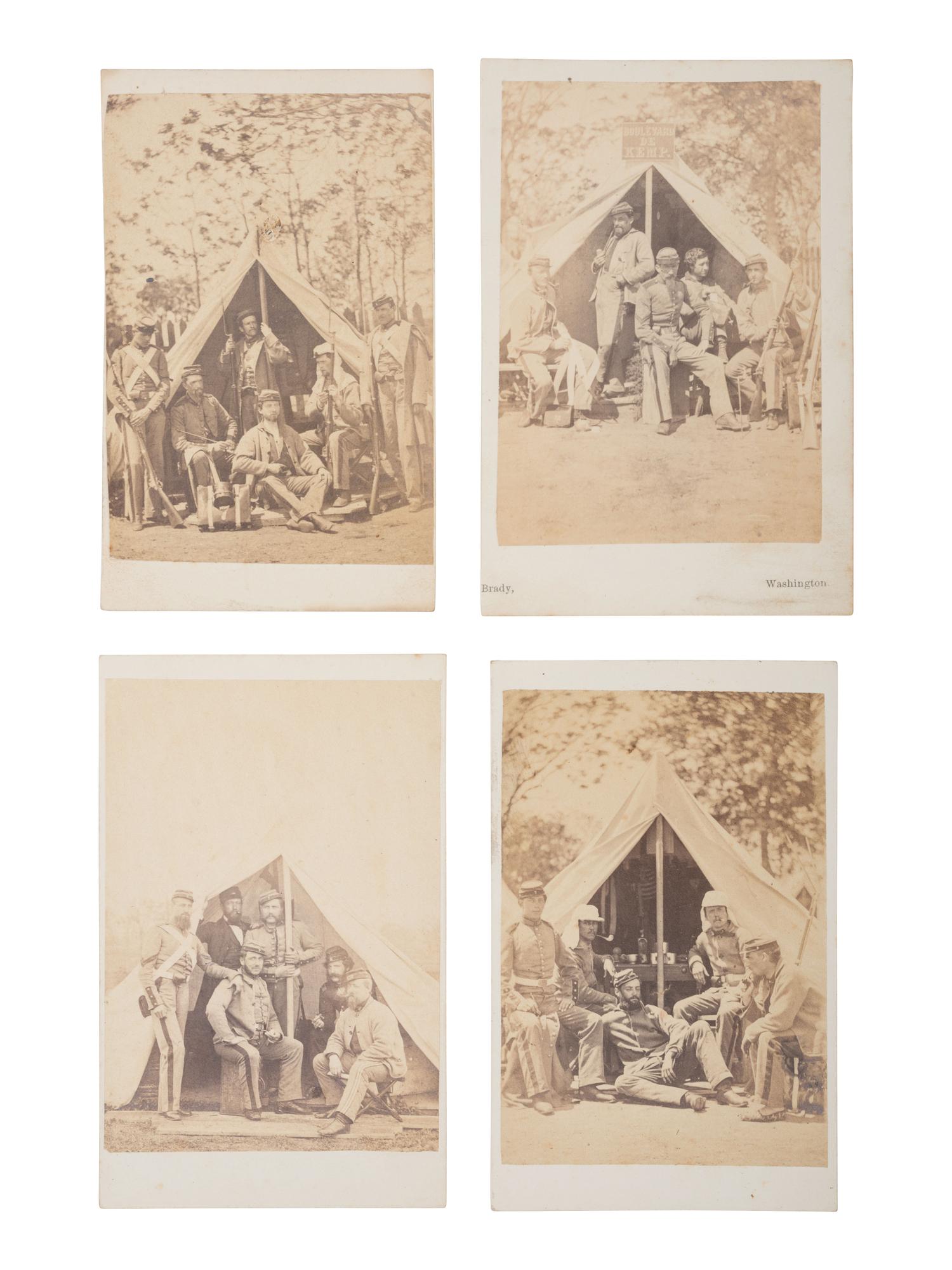 [CIVIL WAR]. A group of 8 photographs of the 7th New York State Militia at Camp Cameron. April-June, 1861.