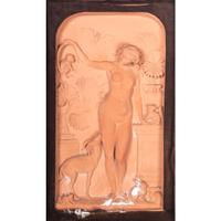 A Framed Terra Cotta Figural Relief Plaque