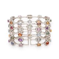 Multicolored Sapphire, Diamond, and White Gold Cuff Bracelet