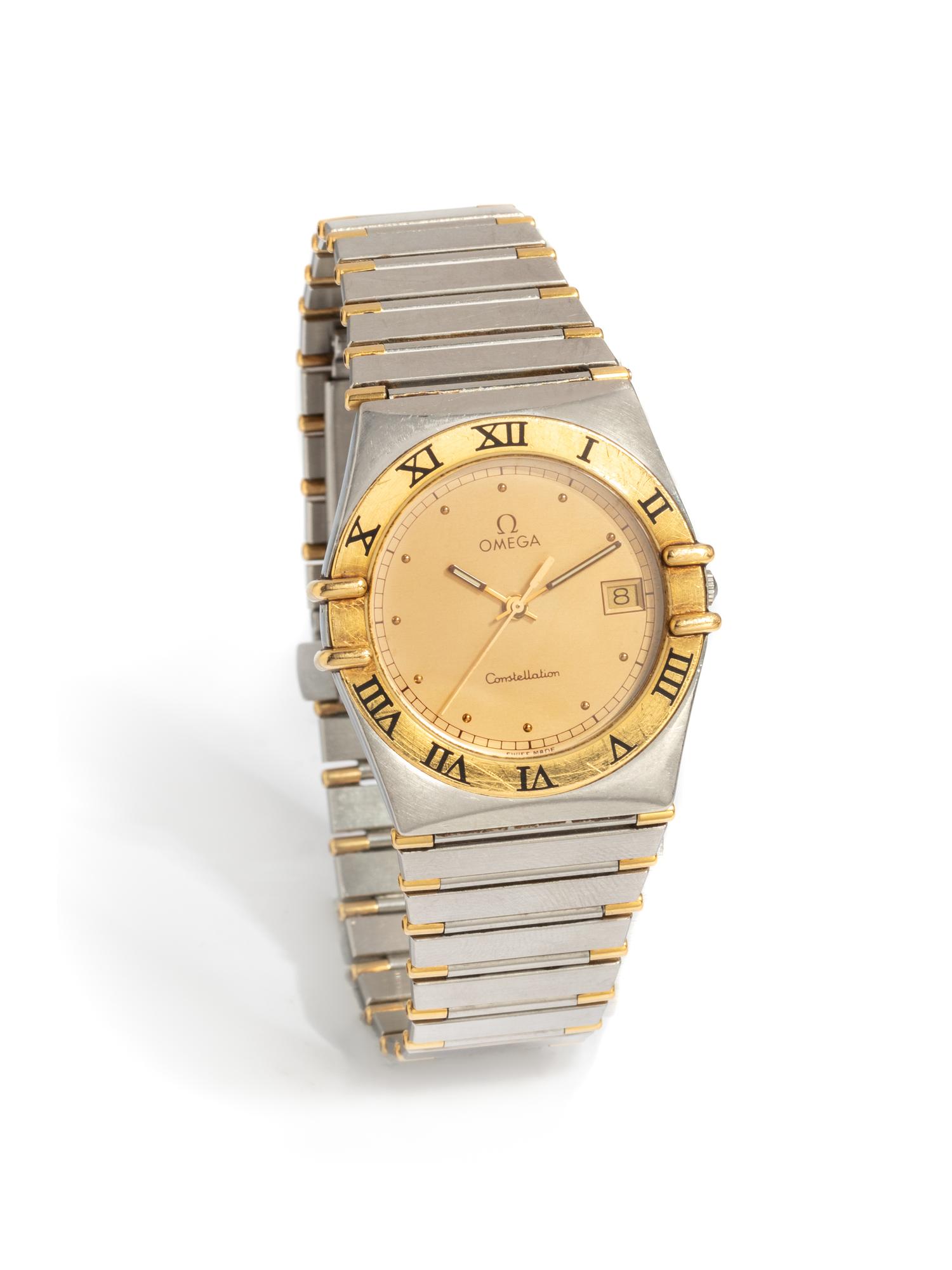 OMEGA, STAINLESS STEEL AND 18K YELLOW GOLD 'CONSTELLATION' WATCH
