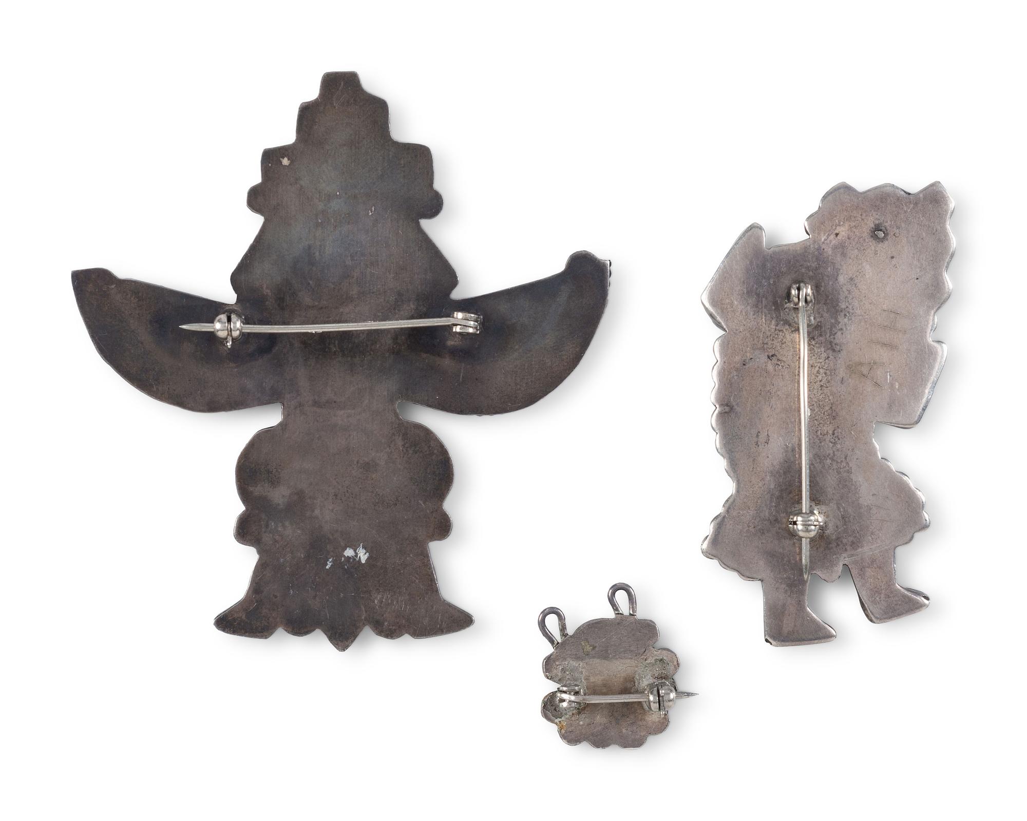 Zuni Silver and Mosaic Inlay Pins / Brooches