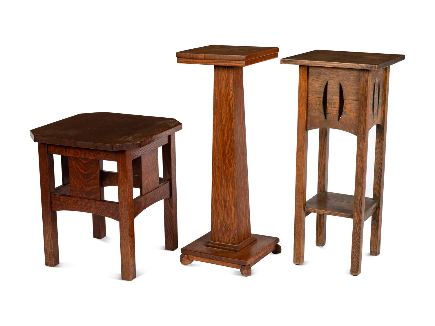 A Group of Three Arts & Crafts Side Tables and Plant Stands