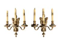 A Pair of Regence Style Silvered Bronze Three-Light Sconces
