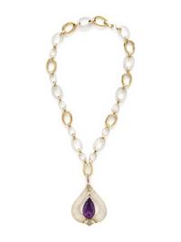 AMETHYST, ROCK CRYSTAL AND DIAMOND PENDANT/NECKLACE