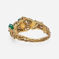 A 14K Yellow Gold, Beryl, and Diamond Bracelet