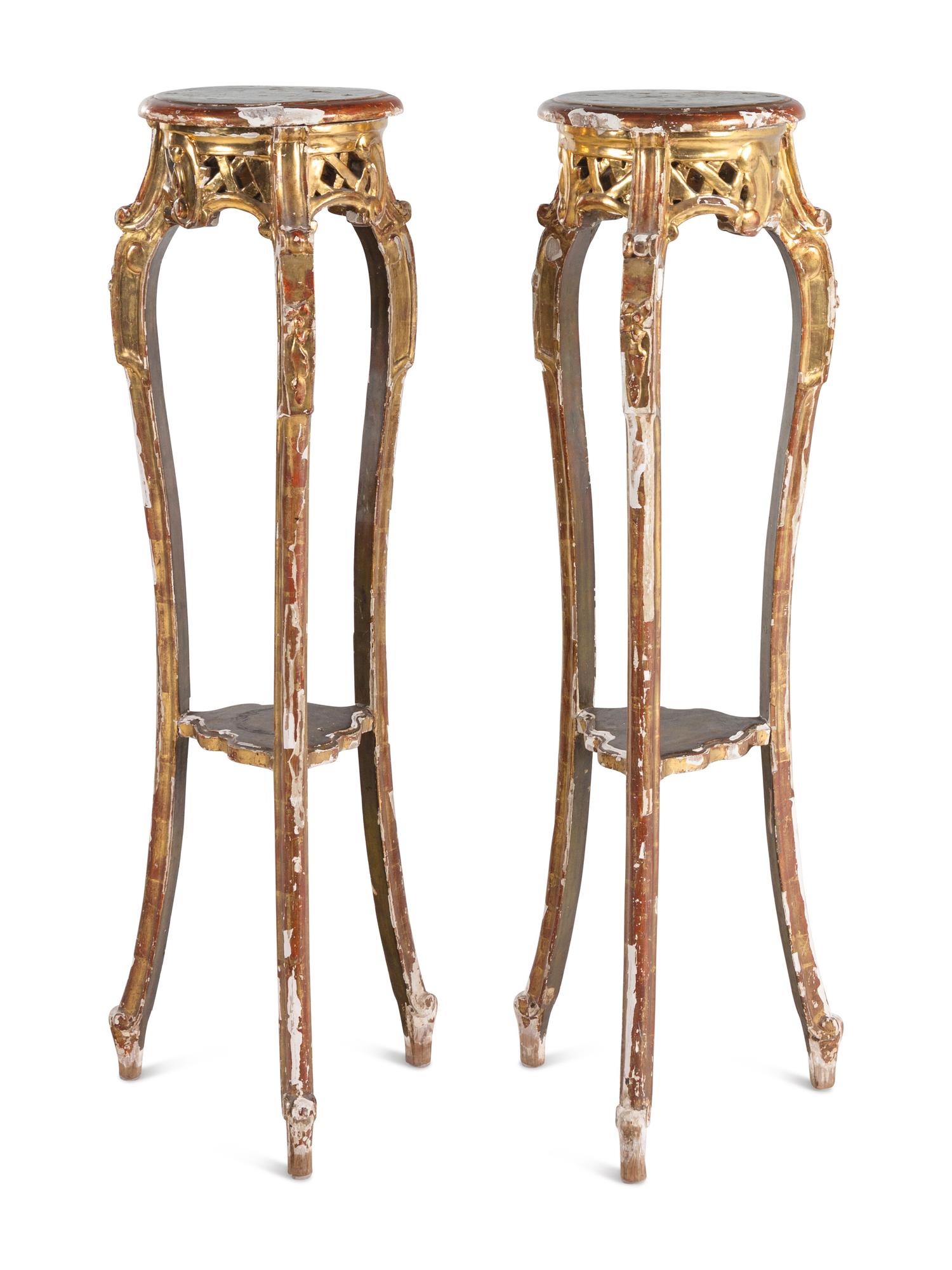 A Pair of Continental Giltwood Pedestals