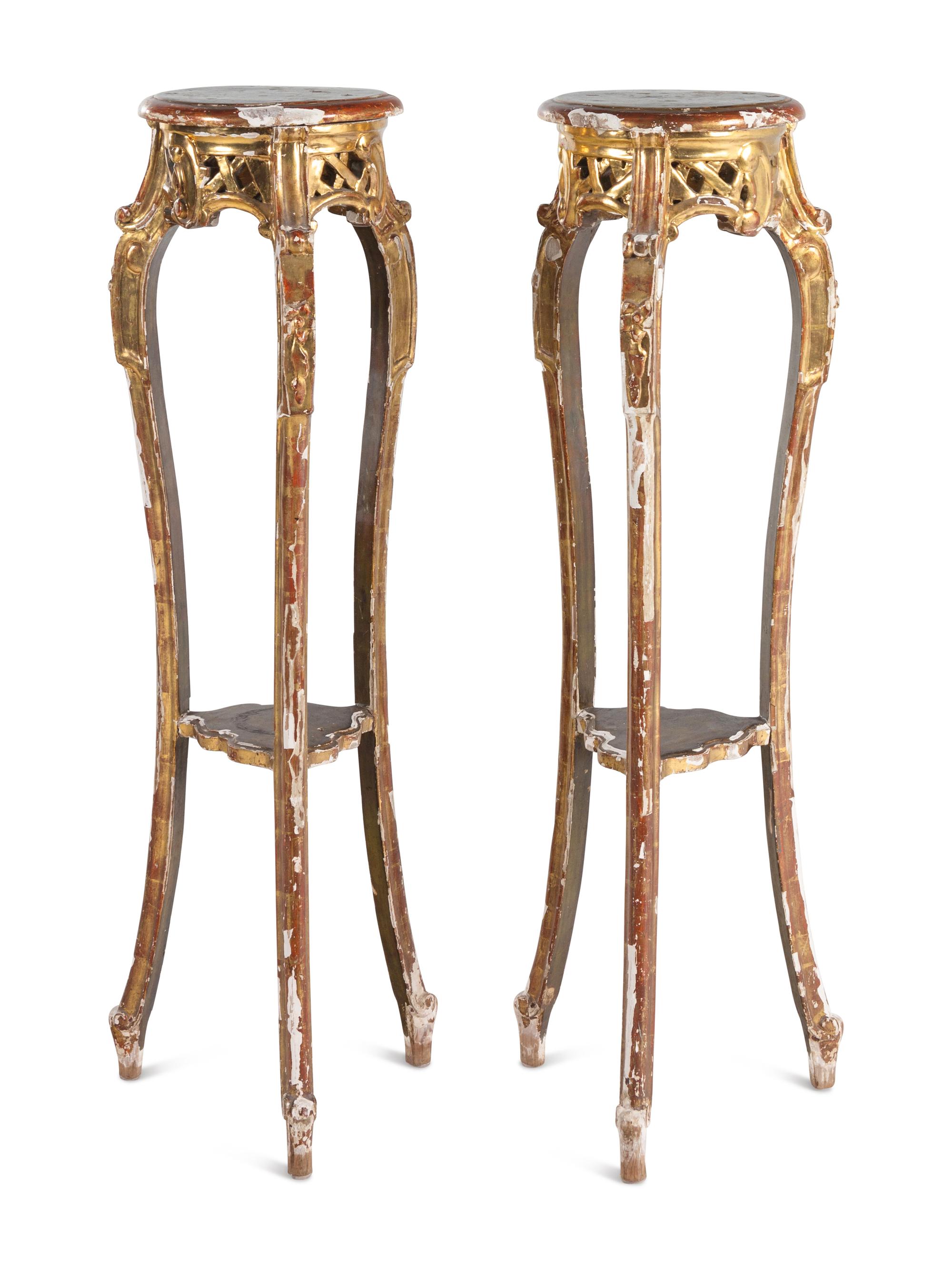 A Pair of Continental Giltwood Pedestals