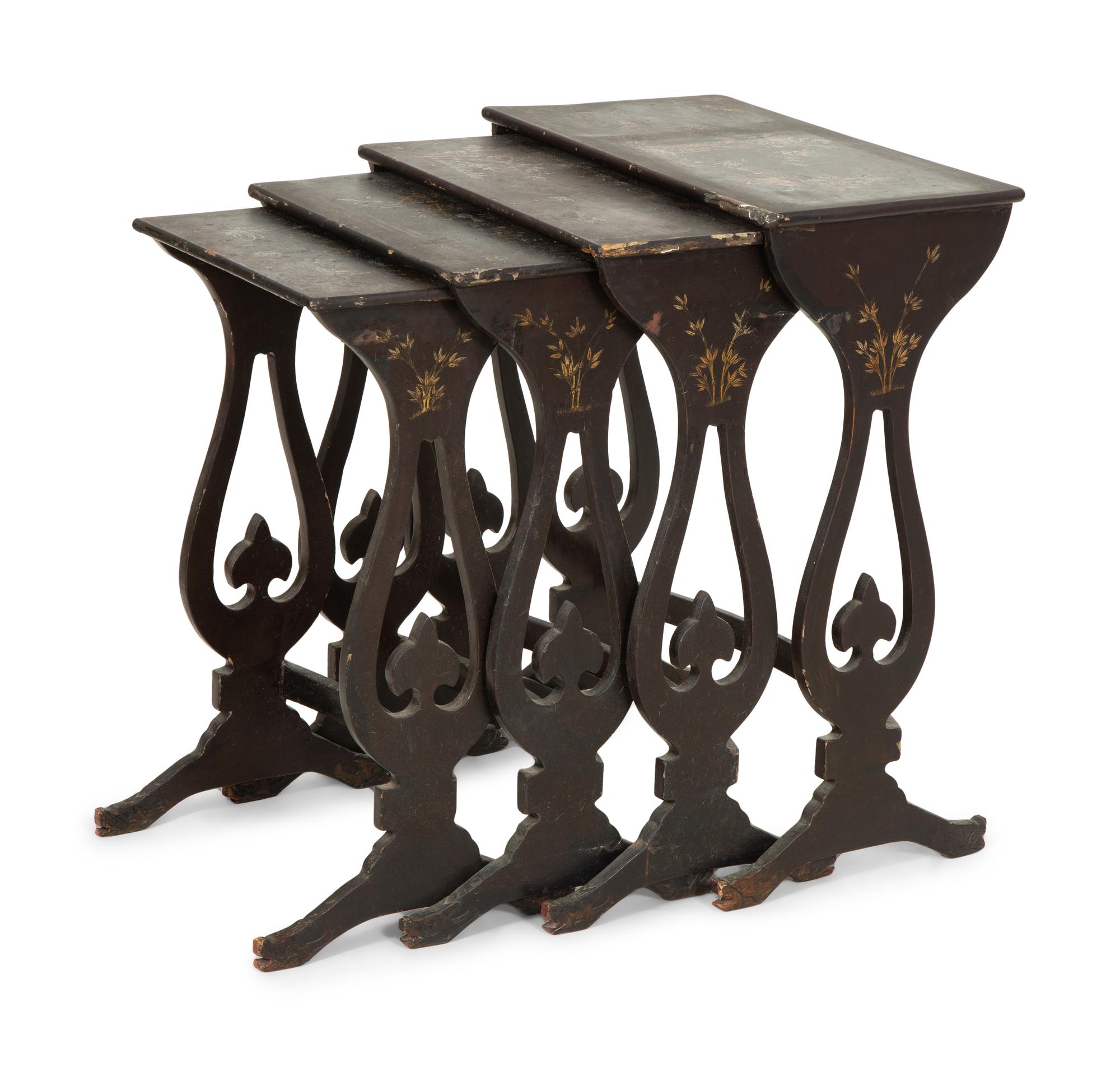 A Victorian Japanned Nest of Four Tables