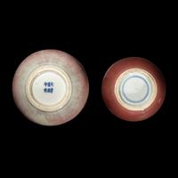 Two Chinese Red Glazed Porcelain Wares, 18th/19th Century 清中期 豇豆紅罐及寶石紅釉水呈