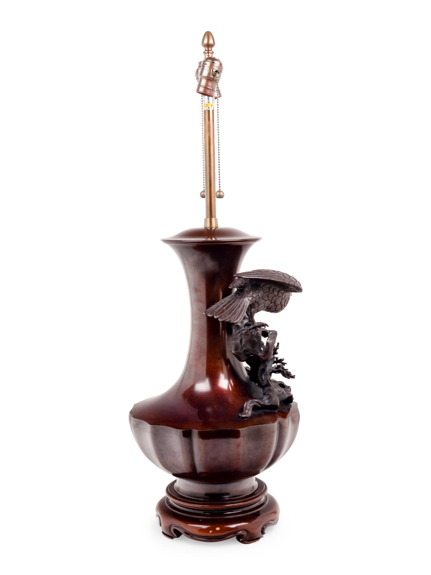 A Japanese Bronze Vase Mounted as a Lamp