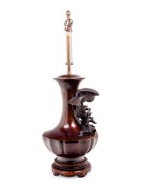 A Japanese Bronze Vase Mounted as a Lamp