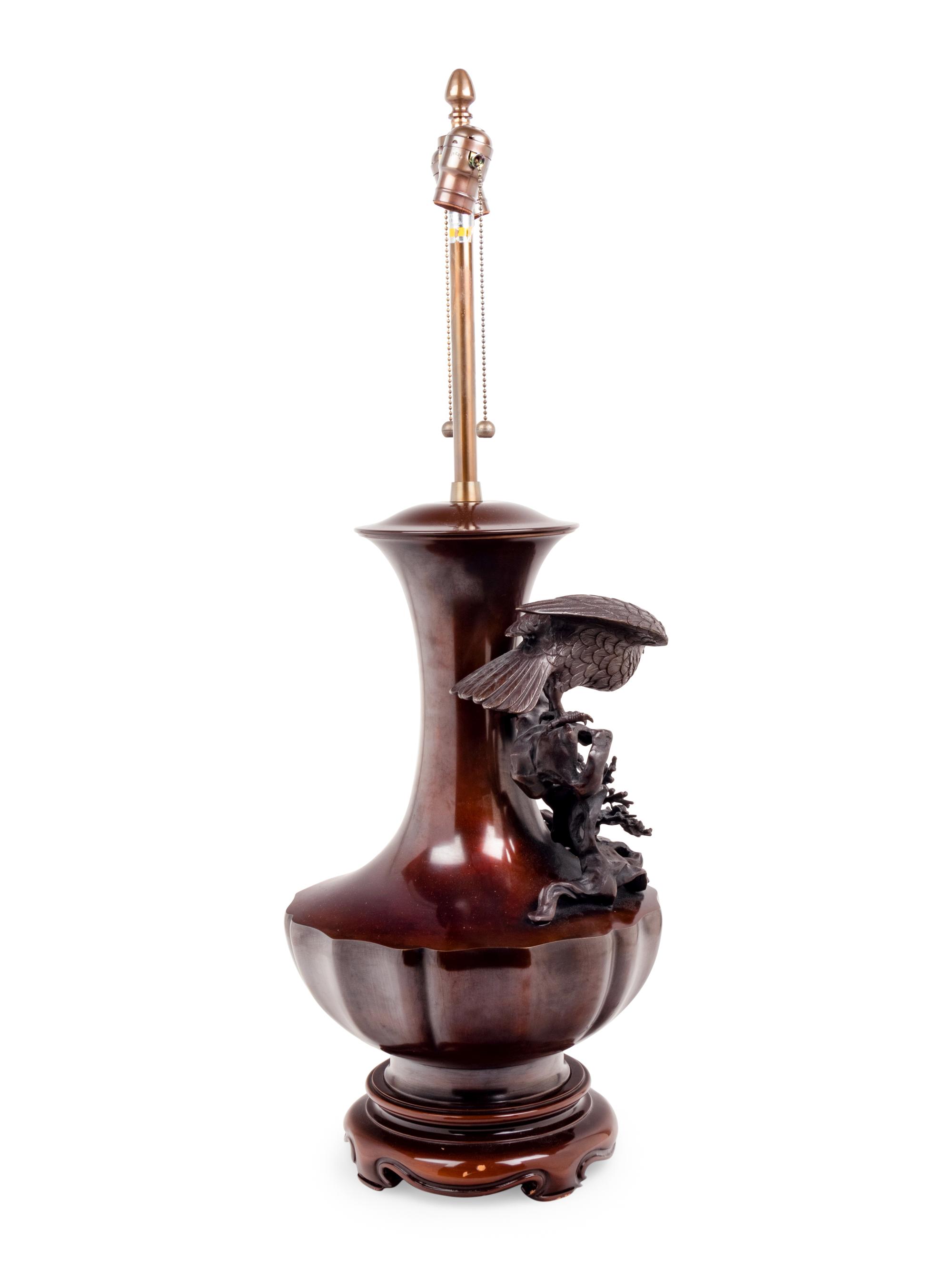 A Japanese Bronze Vase Mounted as a Lamp