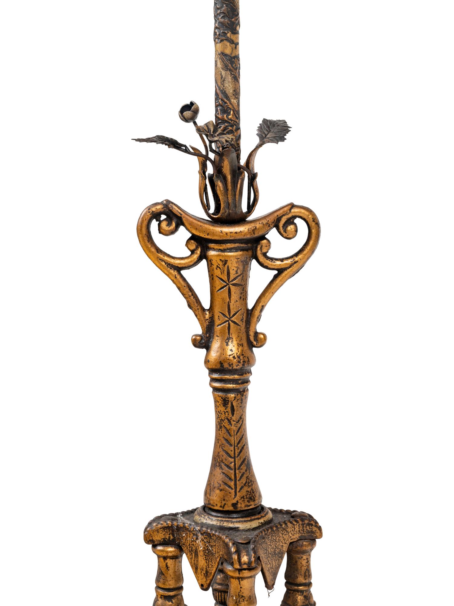 A Gilt Metal Floor Lamp