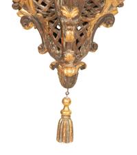An Italian Painted and Parcel Gilt Hanging Lantern