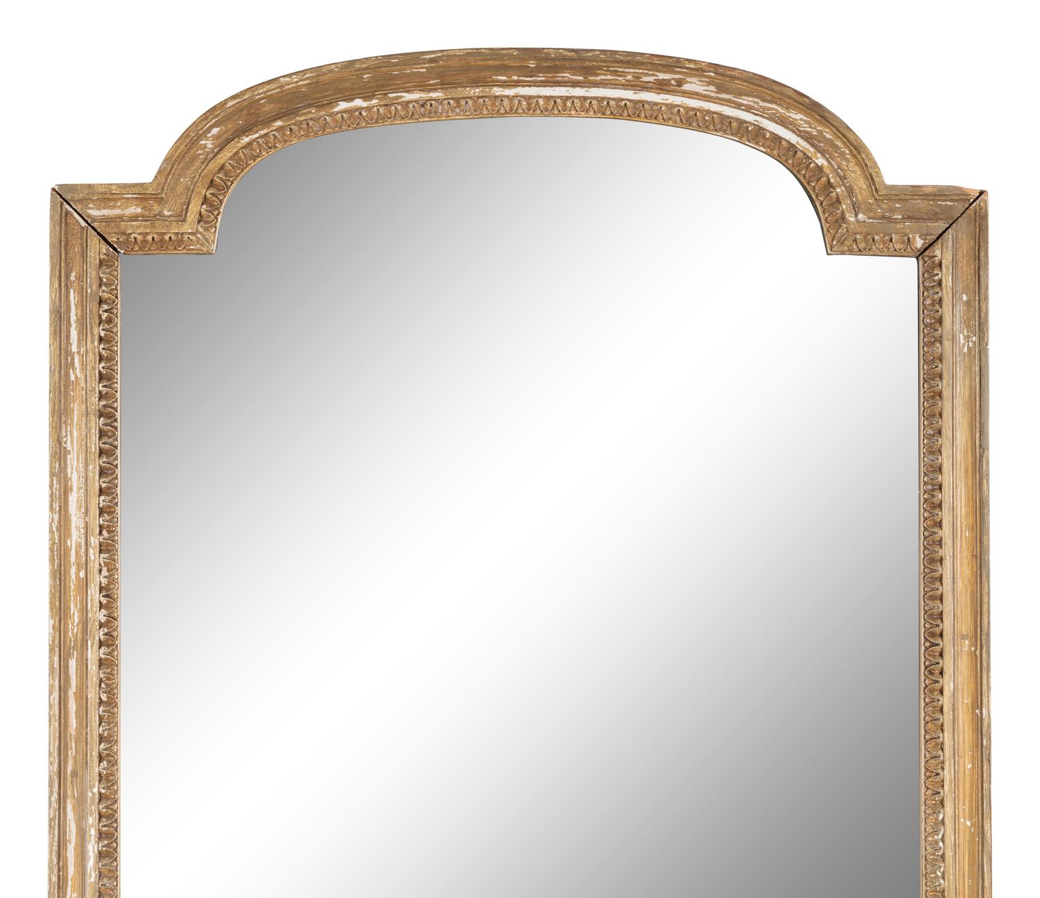 A Louis XVI Style Carved and Gray Painted Pier Mirror