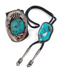 Navajo Silver and Turquoise Bolo Tie AND Ketoh