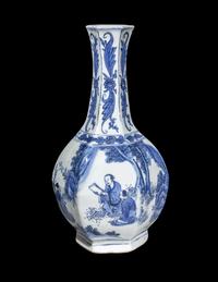 A Chinese Blue and White Porcelain Hexagonal Vase