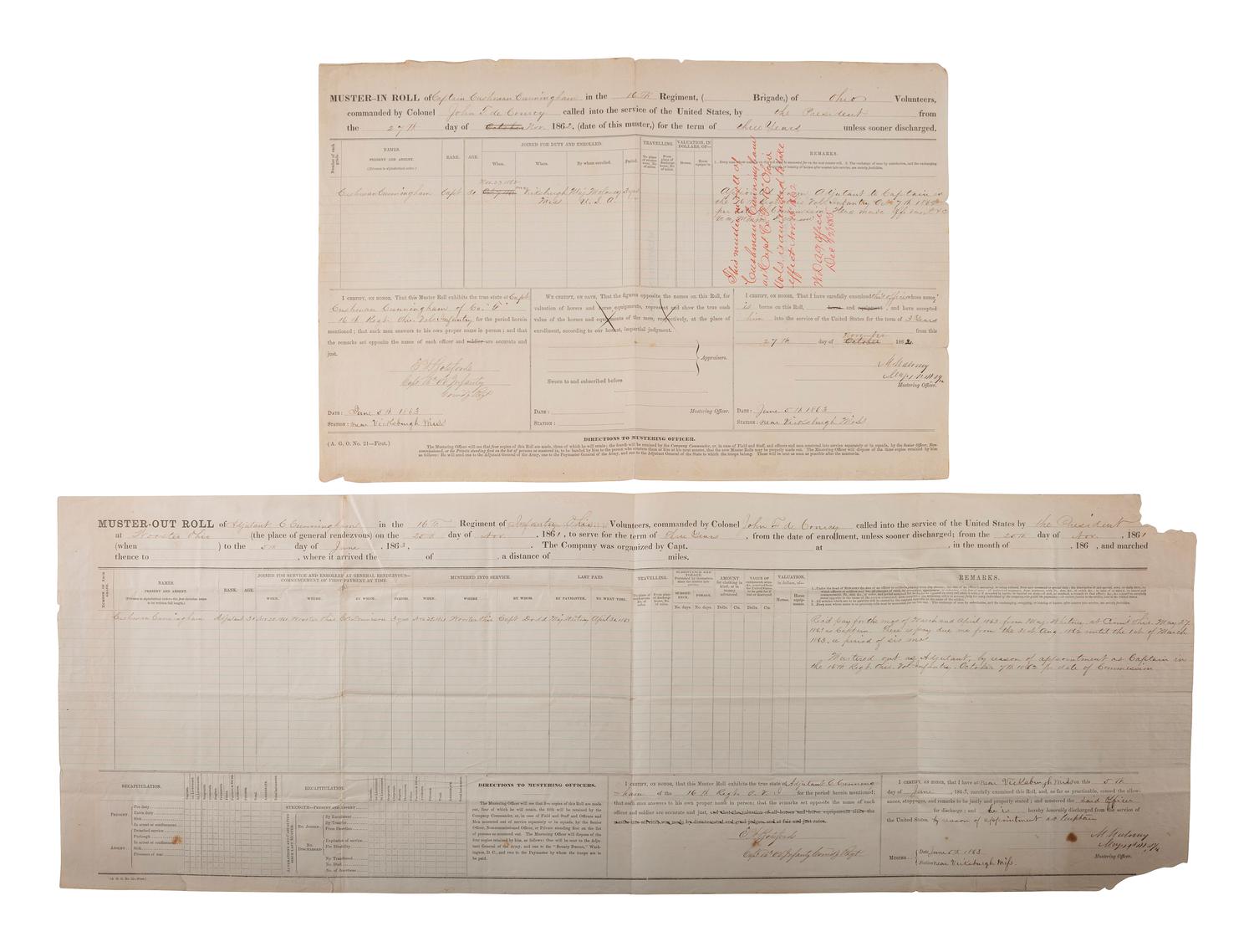 [CIVIL WAR]. War-date documents relating to Ohio, Indiana, and Wisconsin.