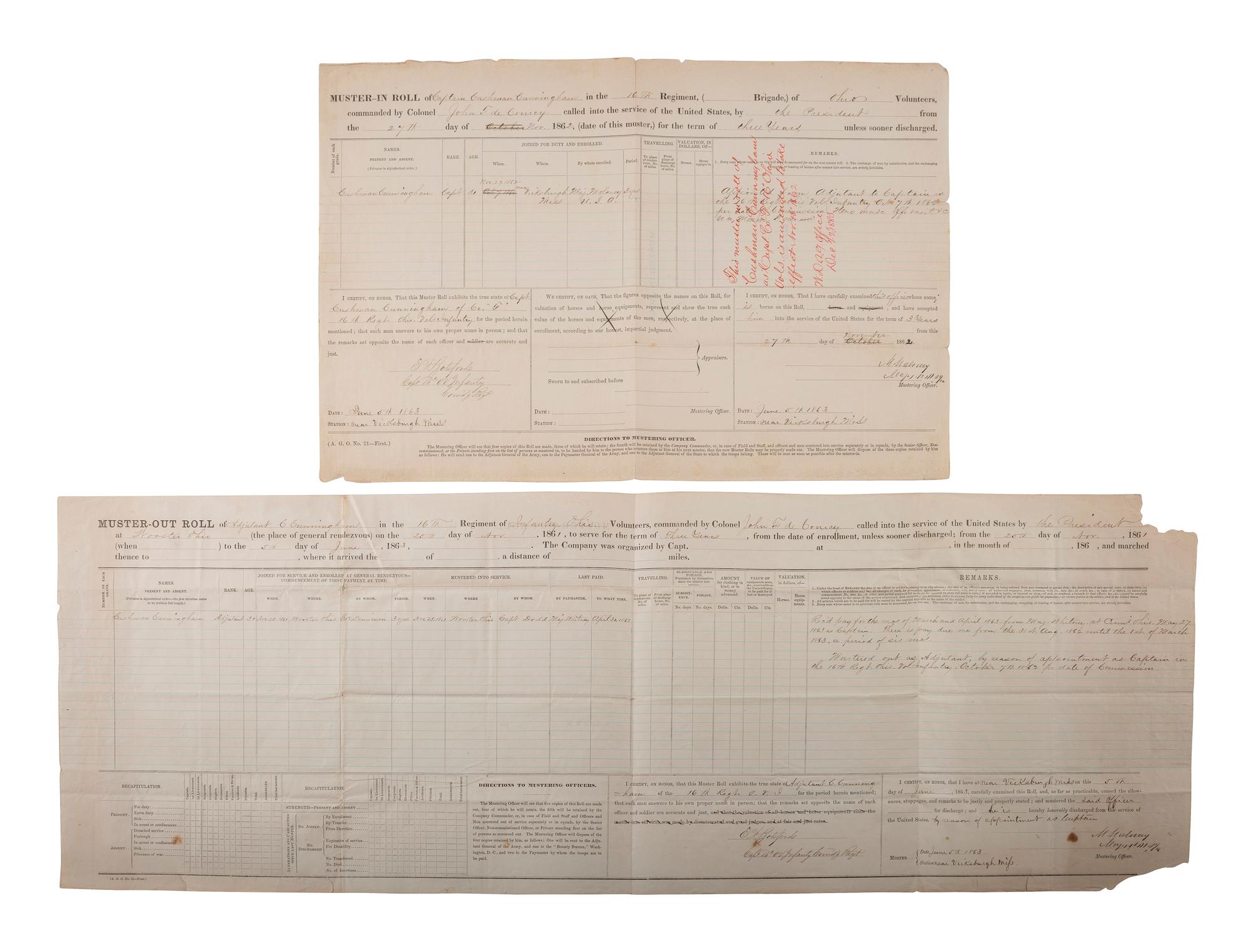 [CIVIL WAR]. War-date documents relating to Ohio, Indiana, and Wisconsin.