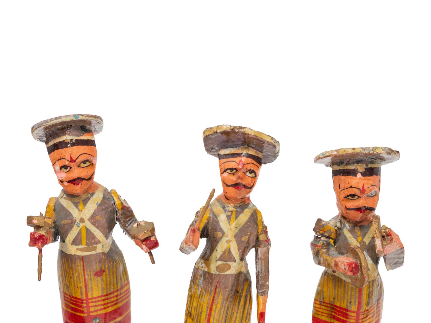 Eight Russian Polychromed Carved Wood Marchind Band Figures