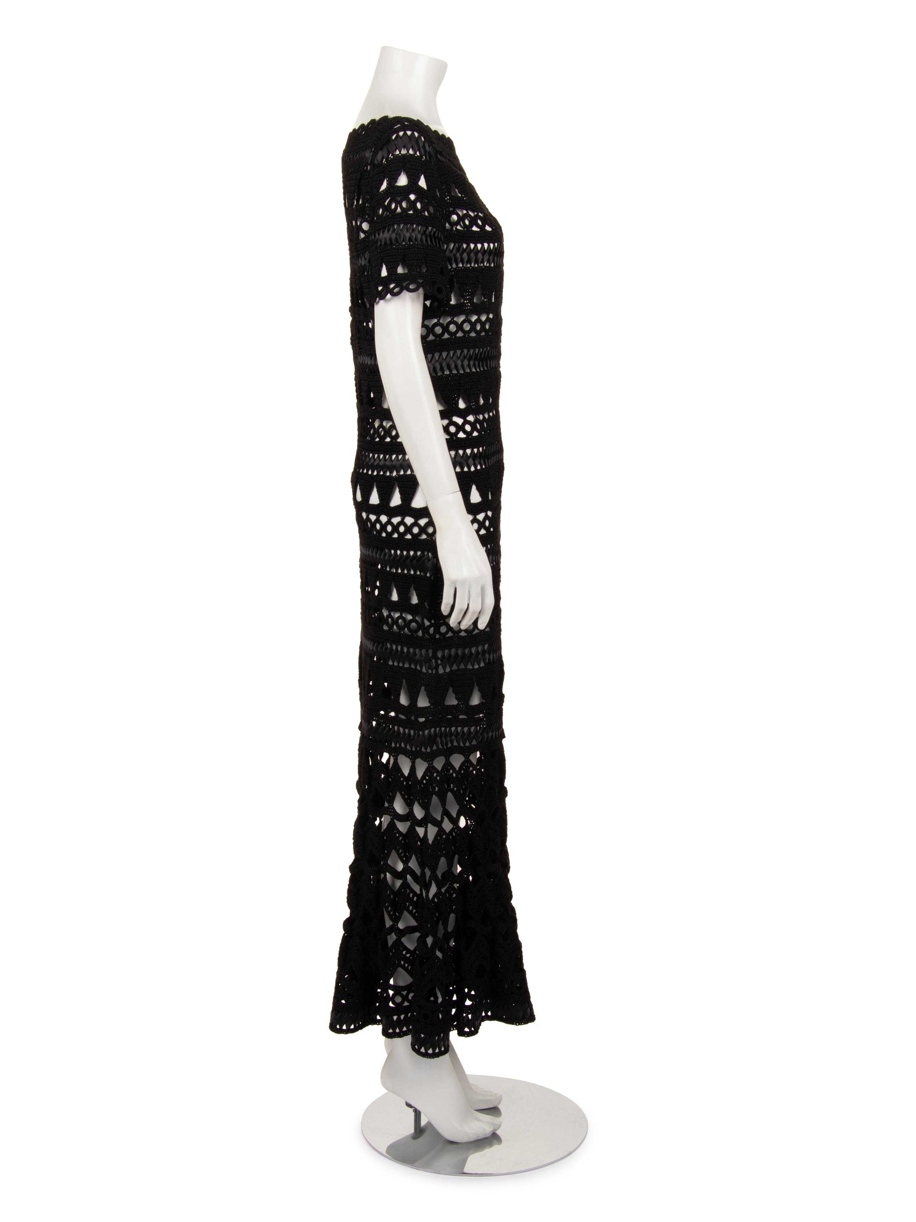 Oscar de la Renta Silk Crochet Dress, Resort 2018