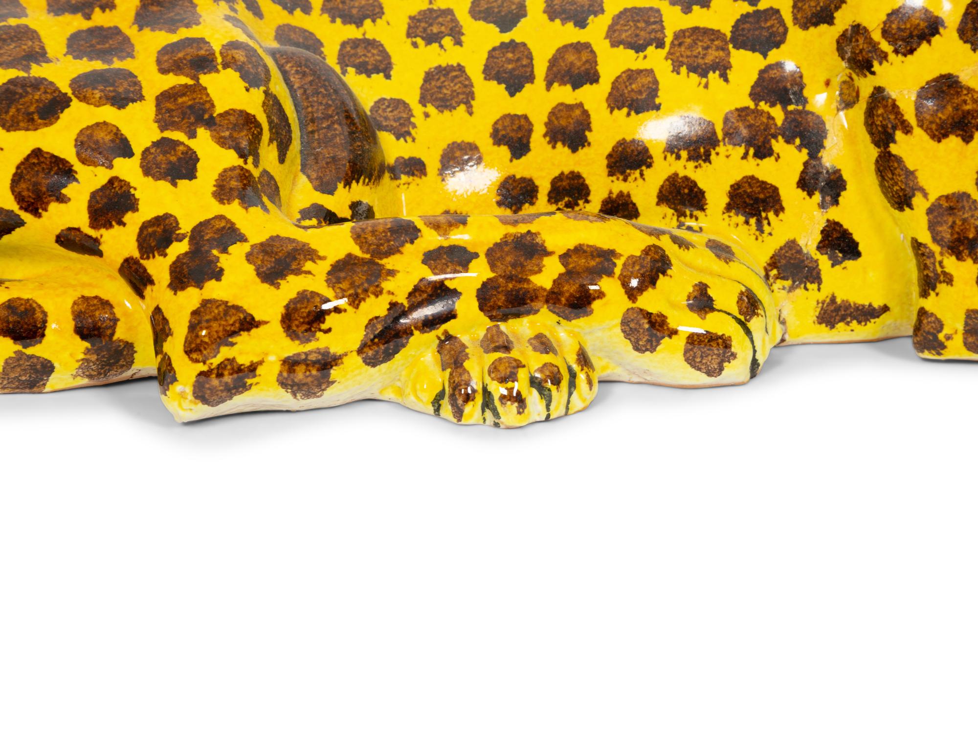 An Italian Glazed Ceramic Reclining Leopard