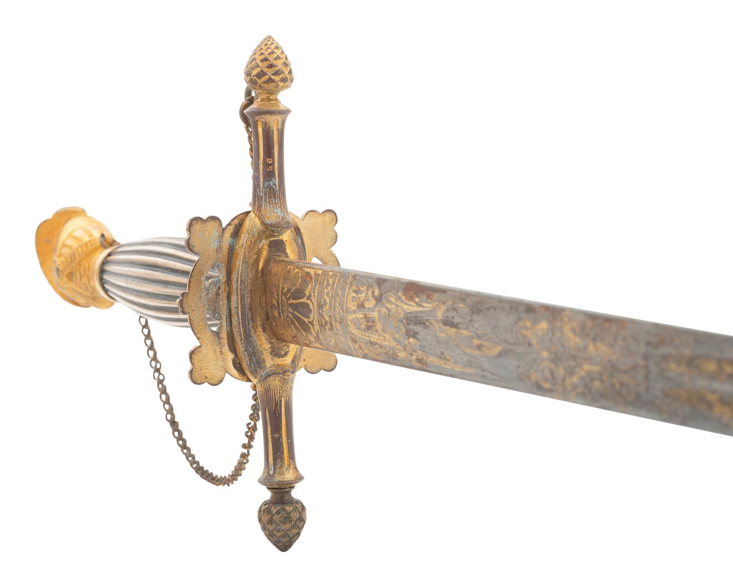 [CIVIL WAR]. Sword, war-date photograph, medical officer's sash, belt and buckle identified to Surgeon William J. McDermott, New York.
