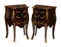 A Pair of Louis XV Style Leopard Motif Side Tables