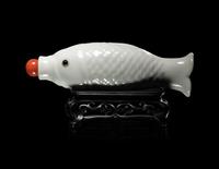 A Blanc-de-Chine Porcelain Fish-Form Snuff Bottle