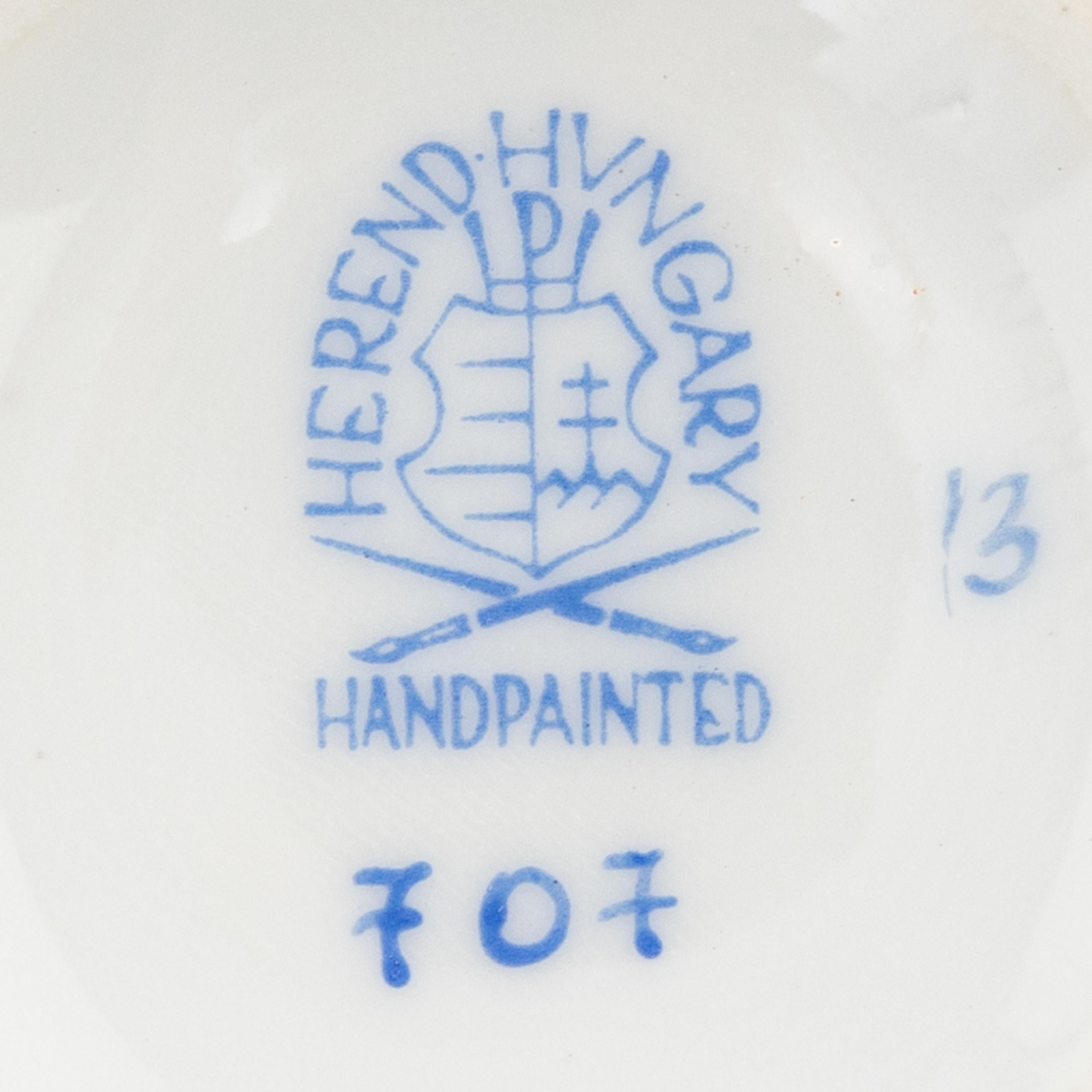 An Extensive Herend Rothschild Bird Porcelain Table Service