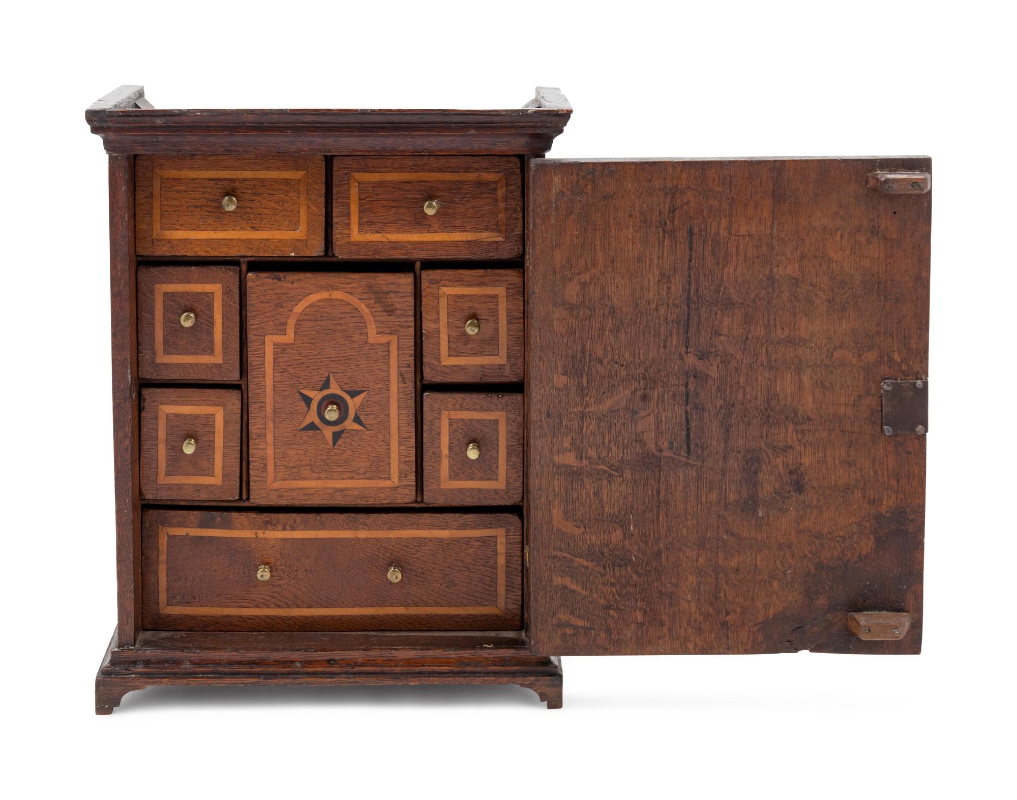 An English Inlaid Oak Spice Chest