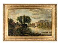 Landscape with Cottages and Sailboat, 1886