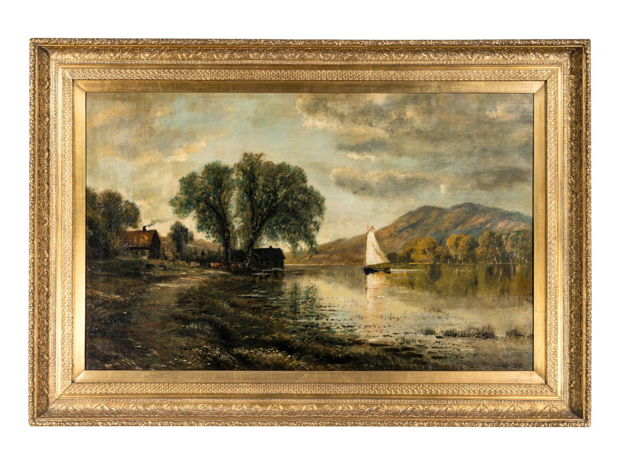 Landscape with Cottages and Sailboat, 1886