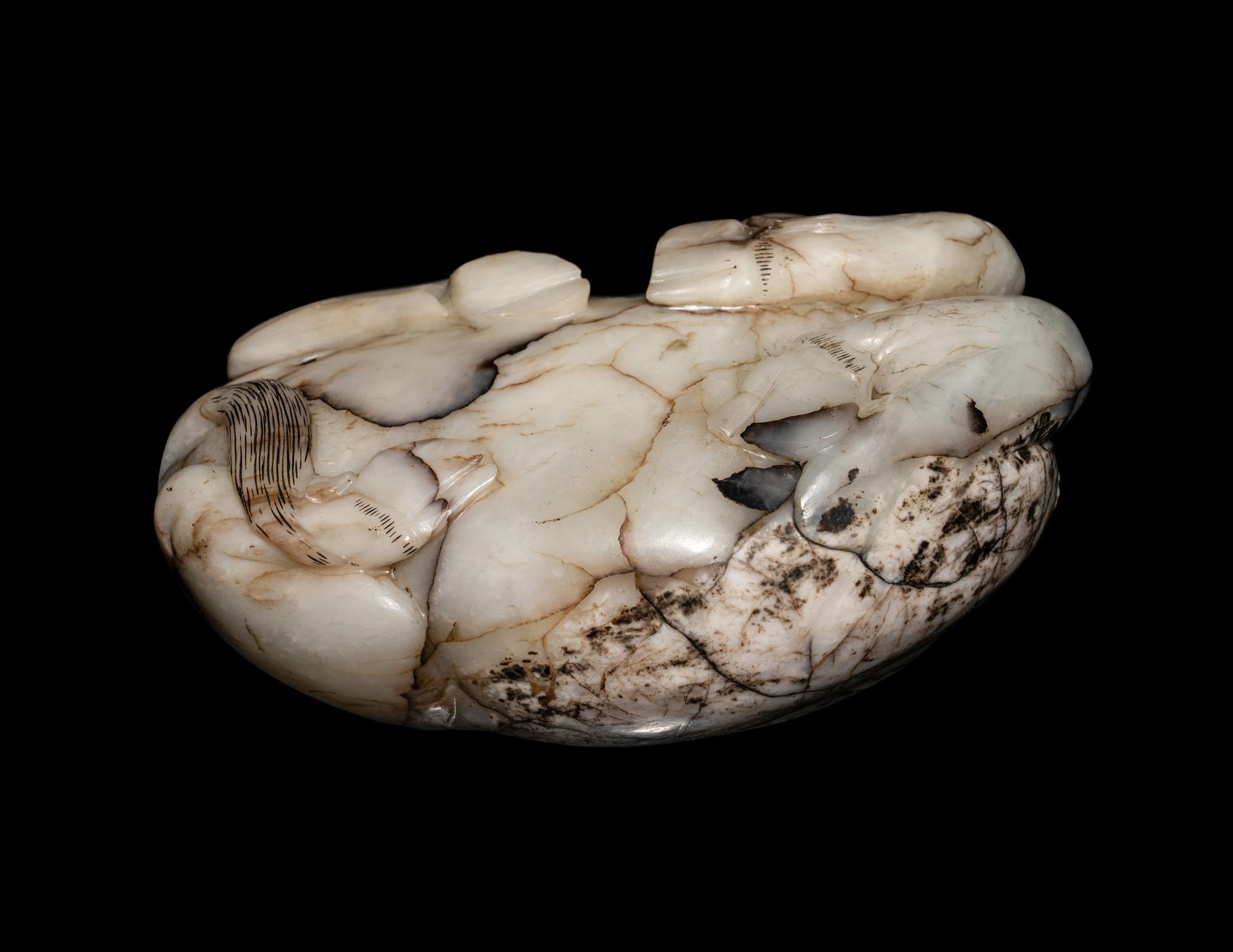 Two Chinese Carved Jade Figure of Recumbent Buffalos
