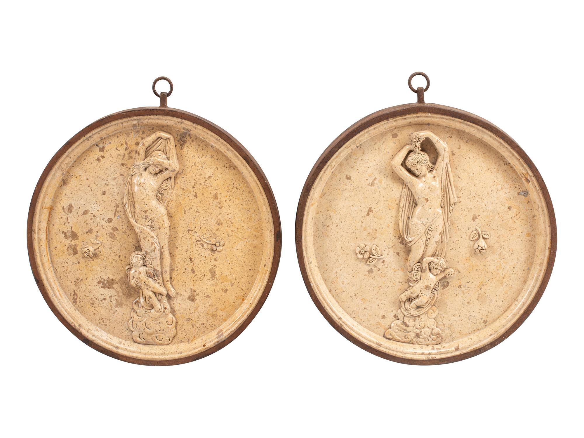 A Pair of Neoclassical Style Marble Roundels