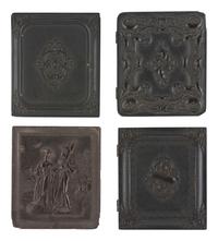[CIVIL WAR]. 4 ninth plate images of soldiers housed in Union cases.