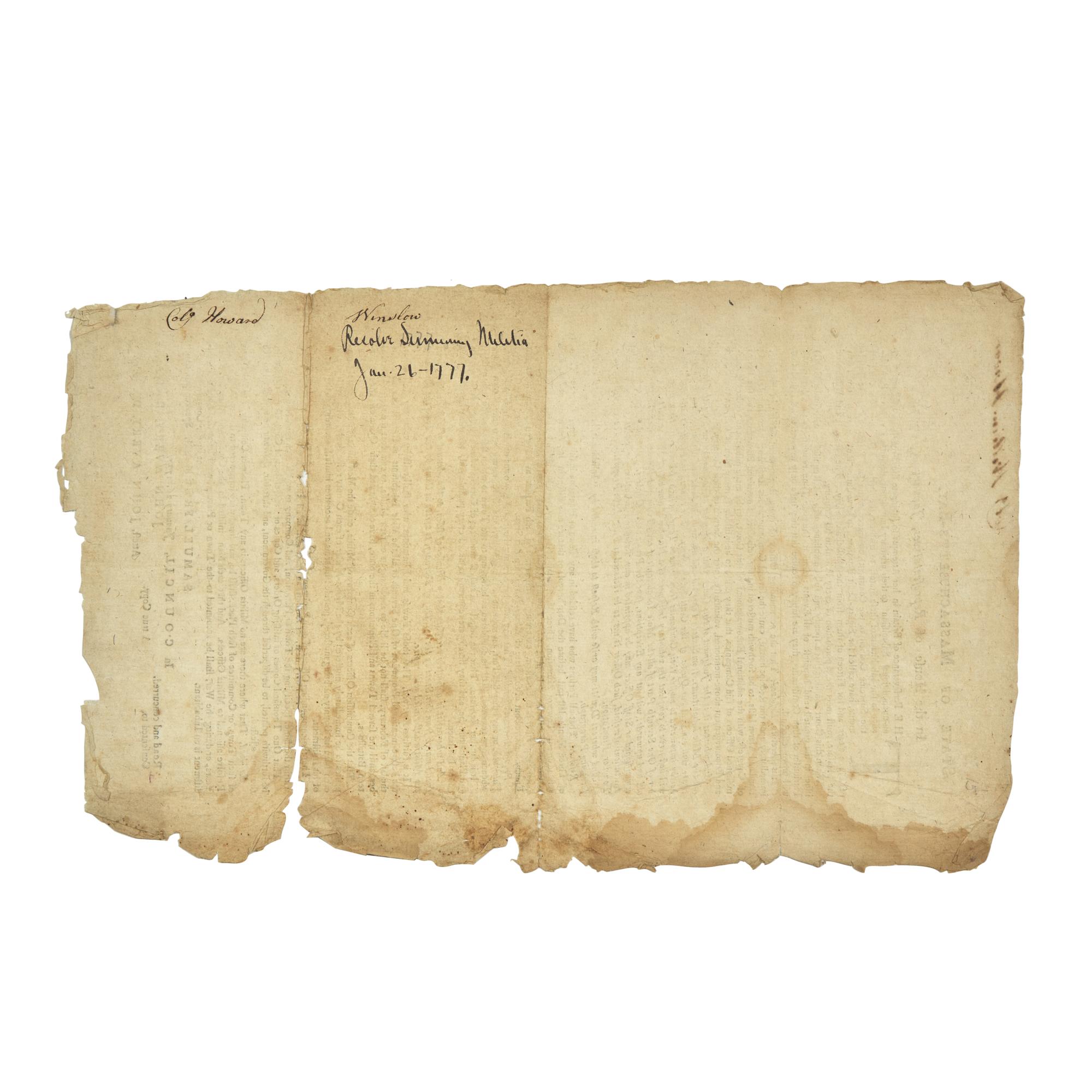 [American Revolution] Printed Broadside: A Call to Arms for the Continental Army