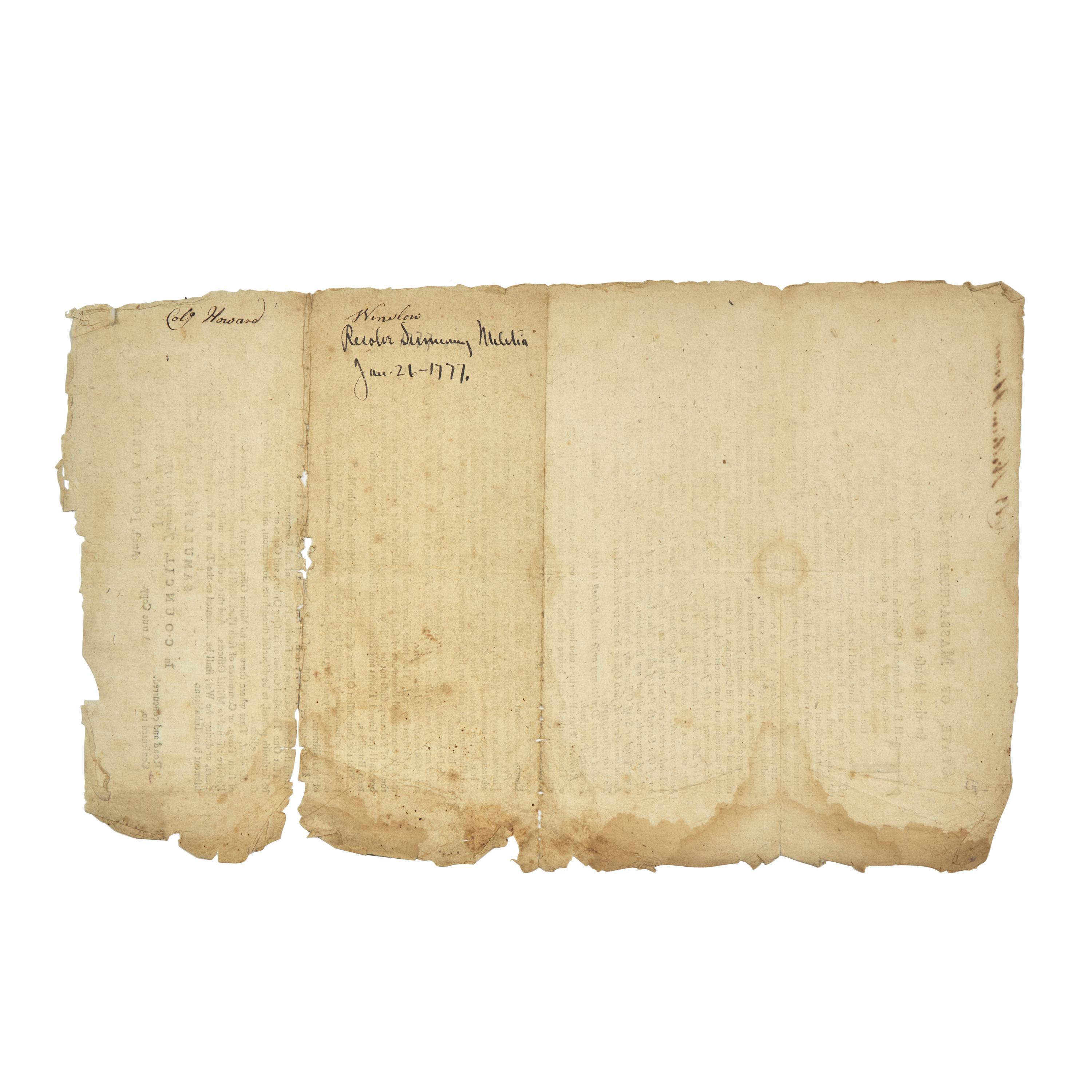 [American Revolution] Printed Broadside: A Call to Arms for the Continental Army