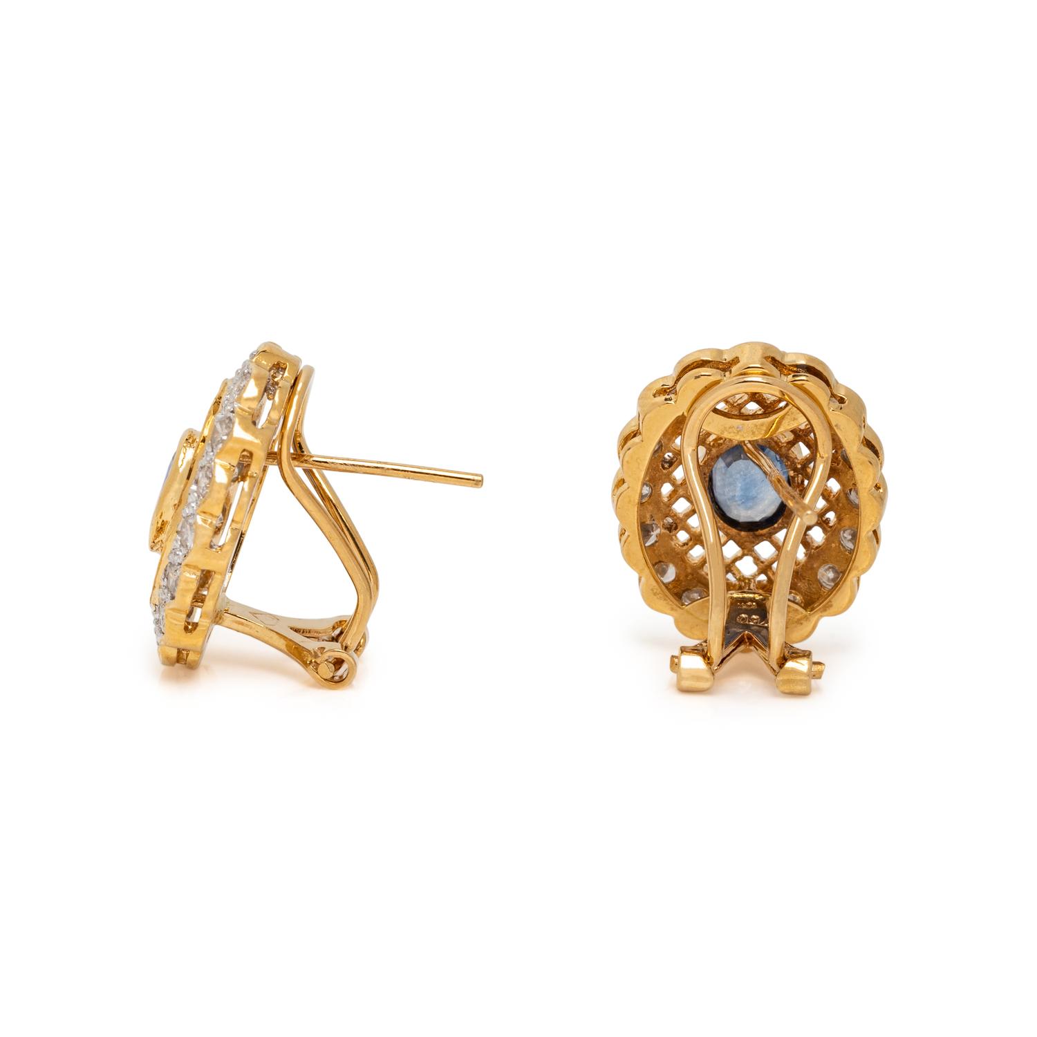 SAPPHIRE, DIAMOND, AND GOLD EARRINGS