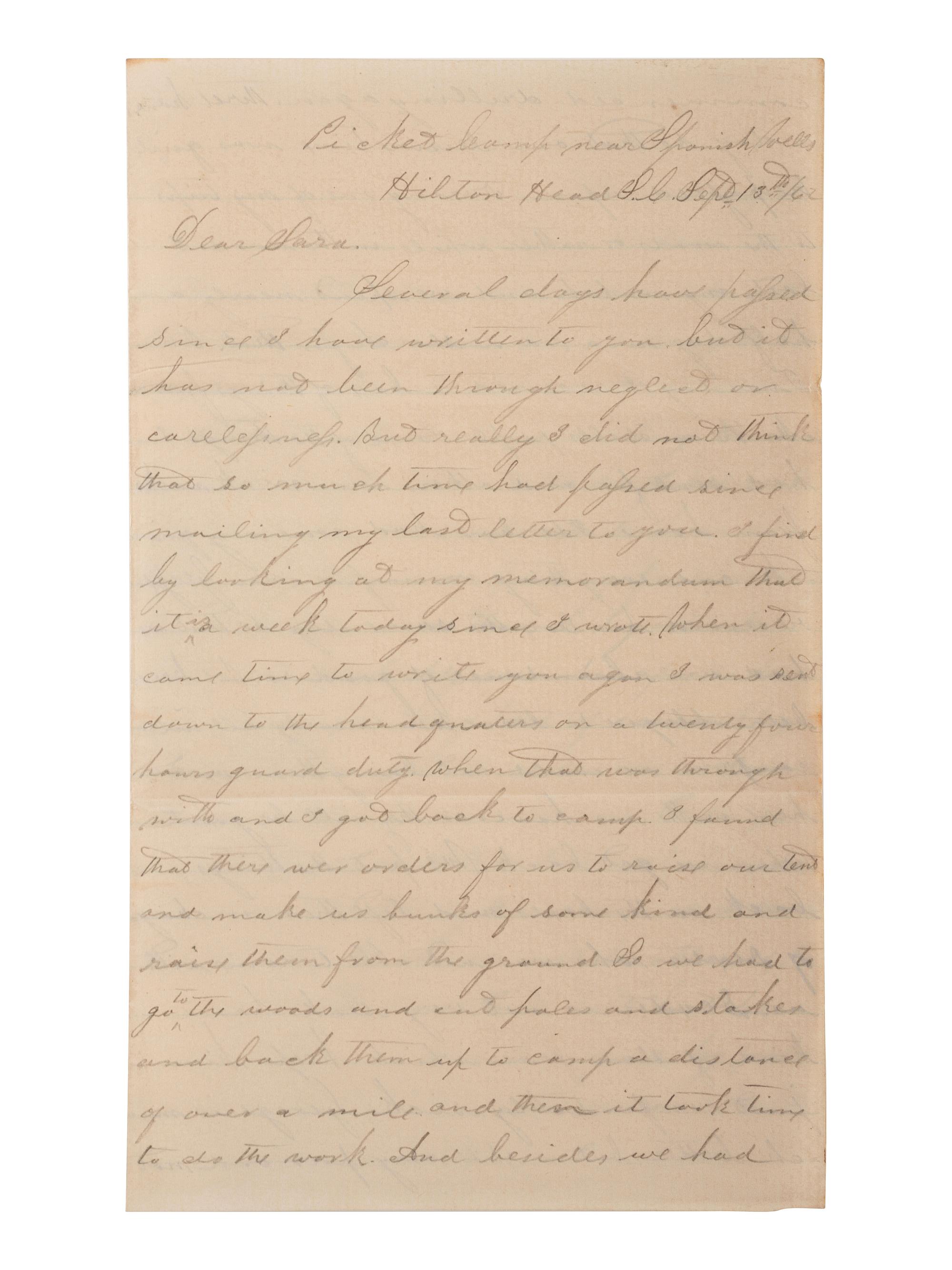 [CIVIL WAR]. War-date letters of Corporal Edwin J. Barden, 7th Regiment Connecticut Volunteer Infantry, combat soldier and later clerk at Headquarters Department of the South, Headquarters X Corps, and Headquarters US Army, Office of Chief Commissary.