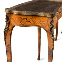 A Pair of Louis XV Style Gilt Bronze Mounted Marquetry Tables à Écrire